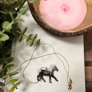 CERAMIC DAPPLE GREY HORSE NECKLACE